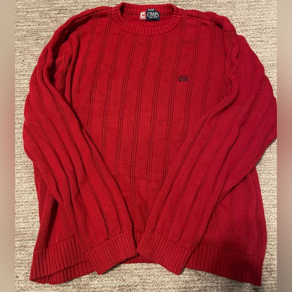Chaps Men's Vibrant Red Crewneck Sweater